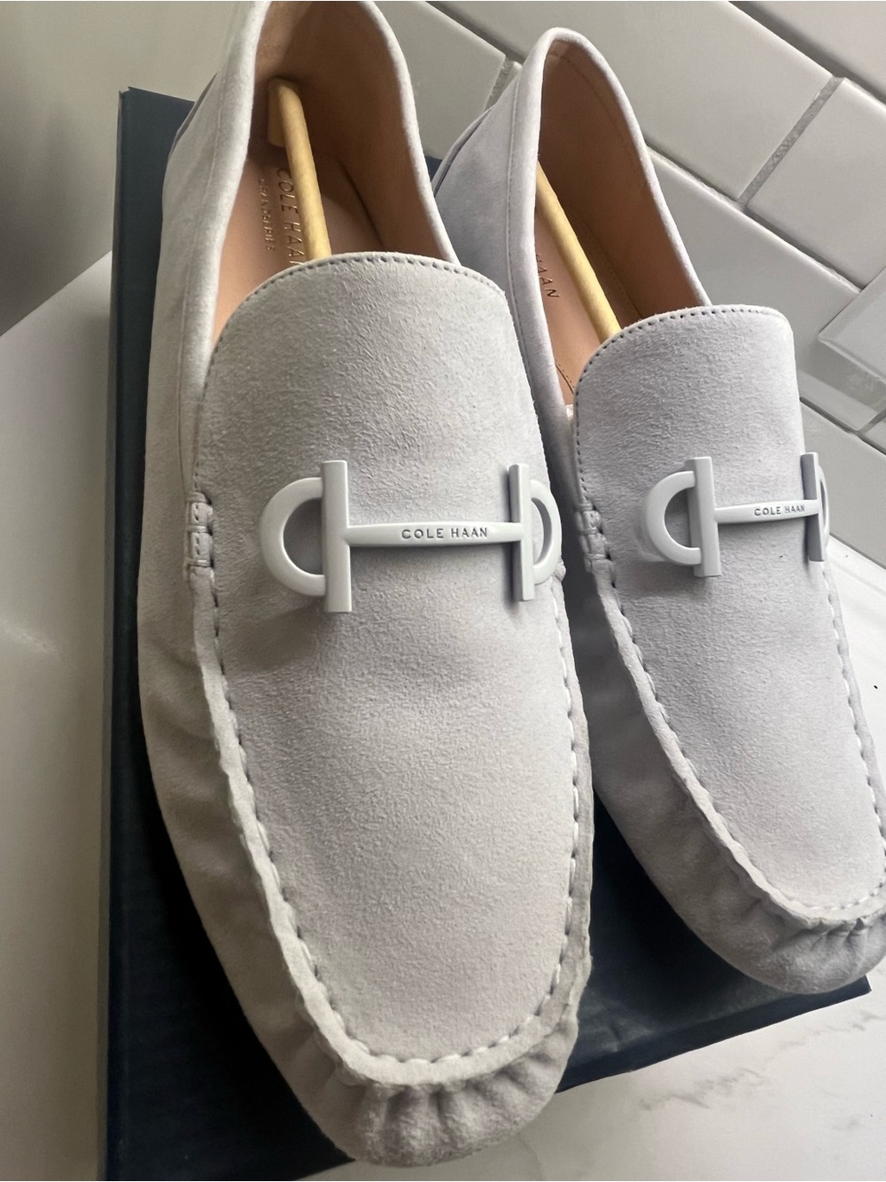 Cole Haan Tully Driver Halogen Blue Suede Loafers Women’s 10B NIB